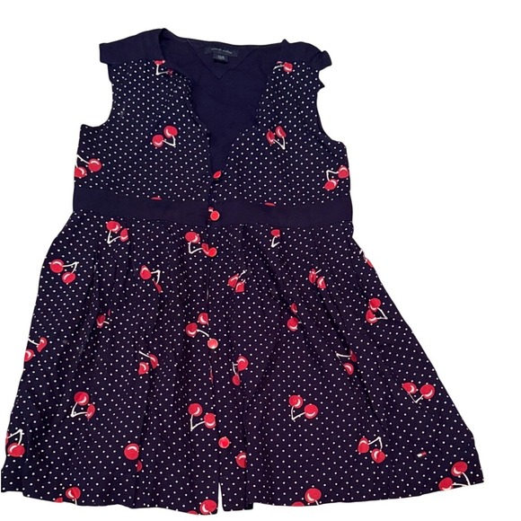 Tommy Hilfiger Other - Tommy Hilfiger Girls‎ Navy Blue Polka Dot Cherry Print Sleeveless Dress 4T/8